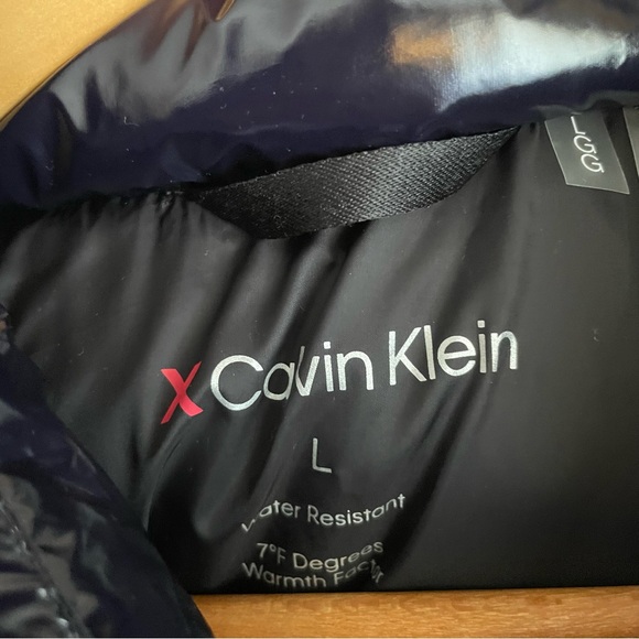 New Mens Calvin Klein Navy Quilted Water Resistant Puffer Jacket Sz L MSRP $225 - Picture 8 of 12